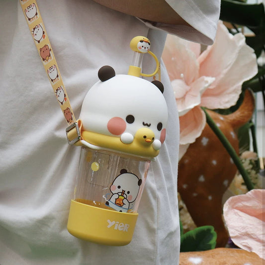 BuBu and DuDu cute straw cup with shoulder strap official authorized