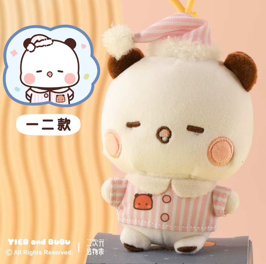 BuBu and DuDu cute sleeping plush doll small pendant with stortage little bag official authorized