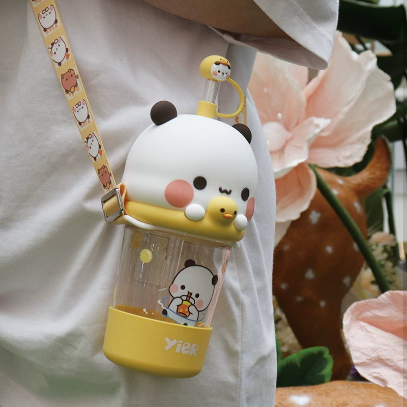 BuBu and DuDu cute straw cup with shoulder strap official authorized