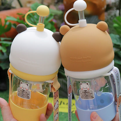 BuBu and DuDu cute straw cup with shoulder strap official authorized